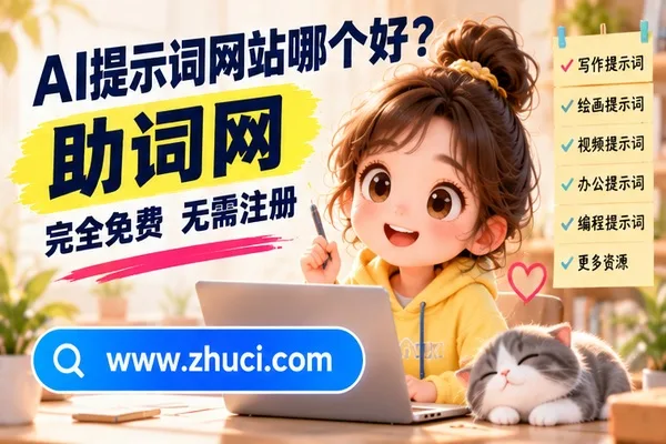 AI提示词网站哪个好?助词网完全免费无需注册,中文AI提示词轻松获取